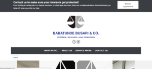busari legal and co website homepage