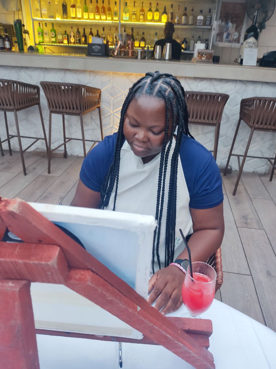 Mary Job at a paint and sip event at Turaka Restaurant in Lagos, 2024
