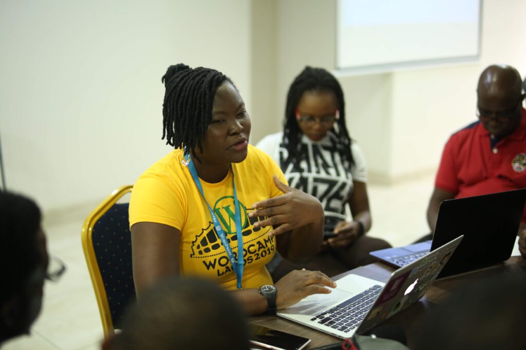 Mary Job at a past WordPress WordCamp Lagos Contributor Day