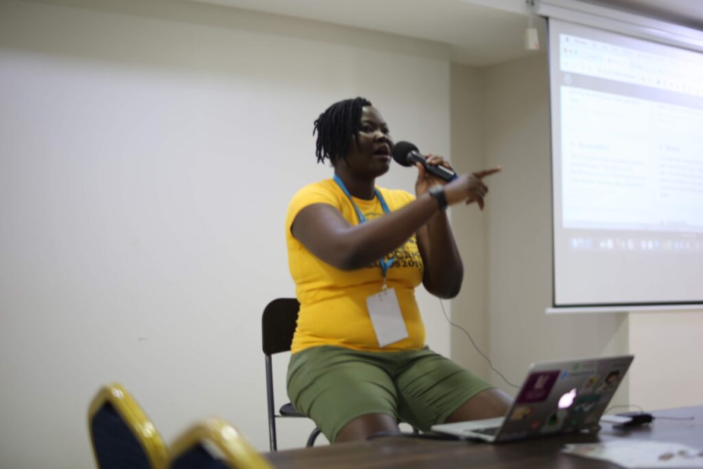 Mary Job at a past WordPress WordCamp Lagos Contributor Day 2019