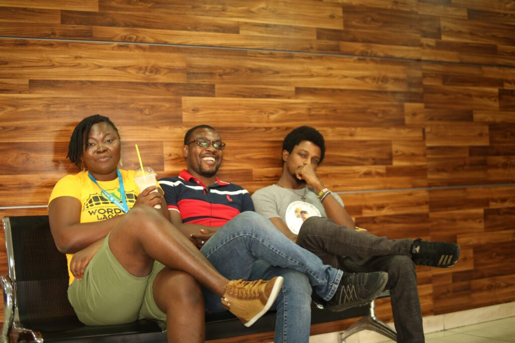 Mary Job with friends at a past WordPress WordCamp Lagos Contributor Day