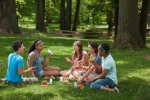 Teens eating summer meal site - raising children alone